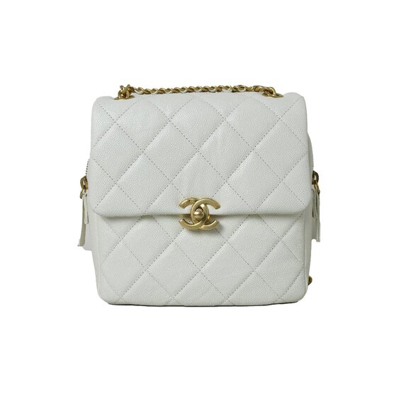 Chanel Ado Grained Calfskin Backpack White Gold - Picture 1 of 3